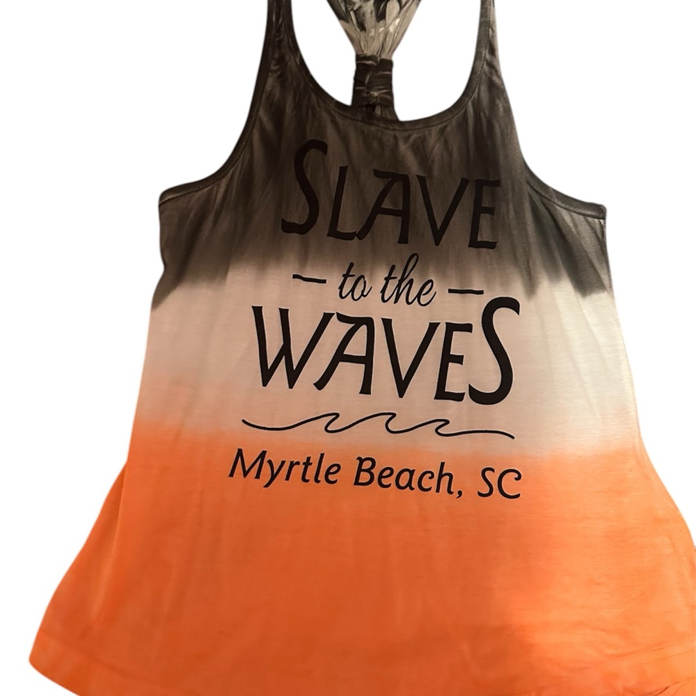 Myrtle Beach Dip-Dye Tank “Slave To The Waves” – Orange/Grey – Women’s Small